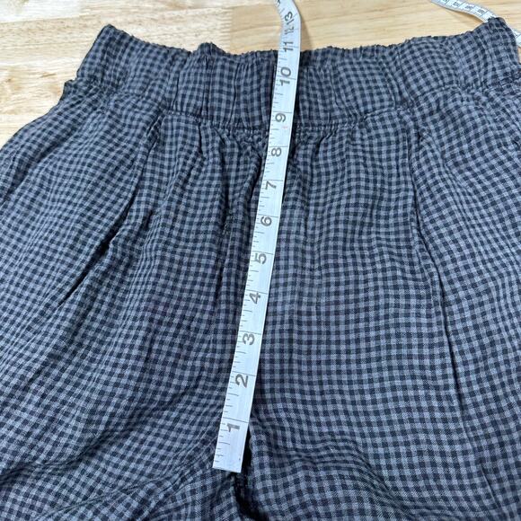 Eileen Fisher NWT Tapered Organic Linen Ankle Pants Black Gray Gingham Size XXS - Picture 10 of 12